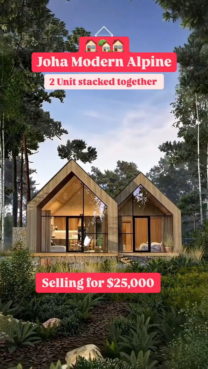 Essential houses prefab living space. A Prefabricated House with Bedrooms, Fully Equipped Kitchen, and Bathroom.